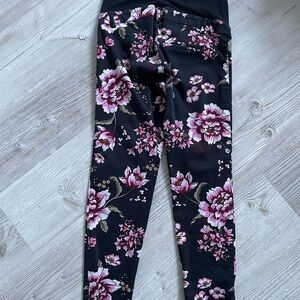H&M Black and Pink Floral Maternity Pants